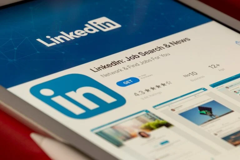 Tablet showing the LinkedIn job search and news page