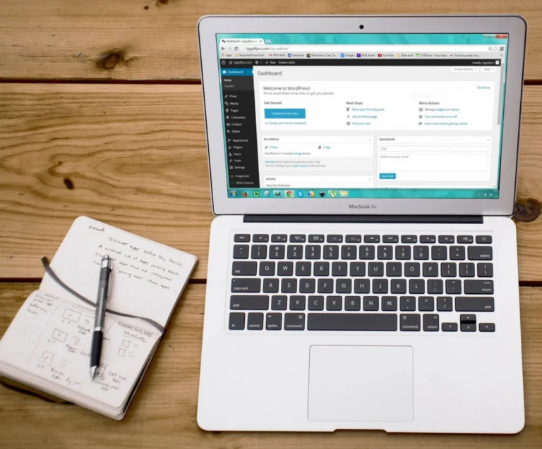 WordPress Admin on the laptop screen